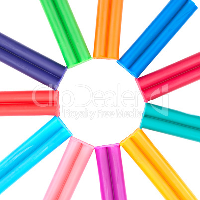 set of colored plasticine isolated on white background