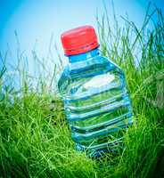 Water bottle on the grass