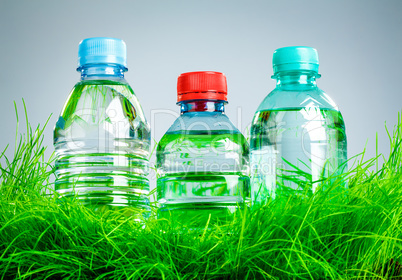 Water bottle on the grass