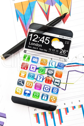 Smartphone with a transparent display.