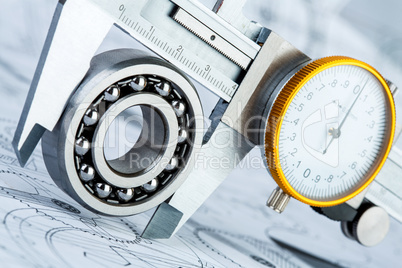 Ball bearings on technical drawing