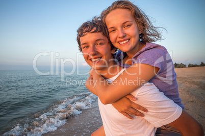 Happy smiling summer  couple teen