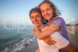 Happy smiling summer  couple teen