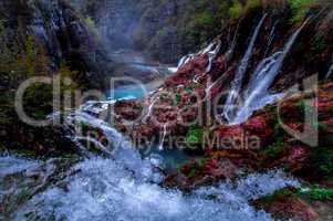 Spectacular waterfalls in national park plitvice lakes