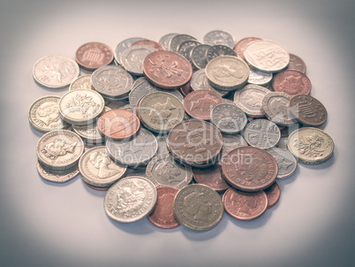 Retro look Pound coins