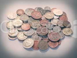 Retro look Pound coins