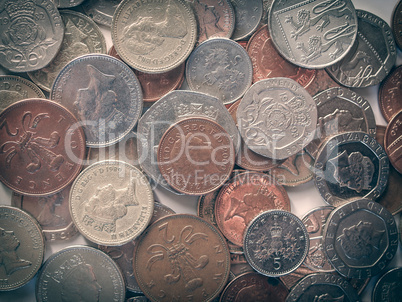 Retro look Pound coins