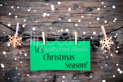 Label with Its Christmas Season, Snowy Background