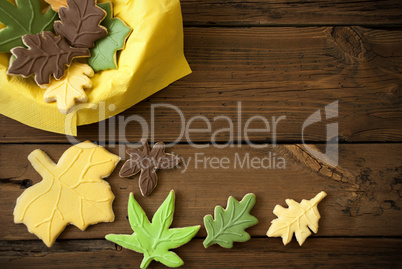 Autumn Cookies on Wooden Background