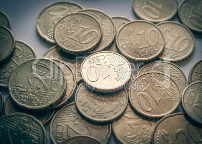 Retro look Euro coins