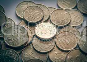 Retro look Euro coins