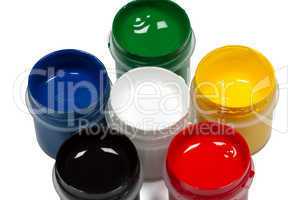 Colorful paints, isolated on white background, with clipping pat