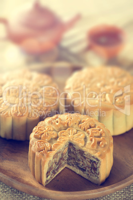 Mooncakes in vintage toned