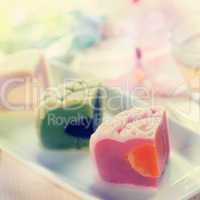 Colorful snowy skin mooncakes