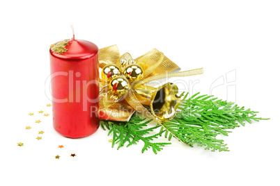 Christmas decorations,  candle and fir