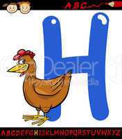 letter h for hen cartoon illustration