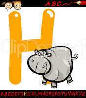 letter h for hippo cartoon illustration