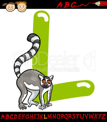 letter l for lemur cartoon illustration