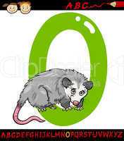 letter o for opossum cartoon illustration
