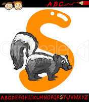 letter s for skunk cartoon illustration