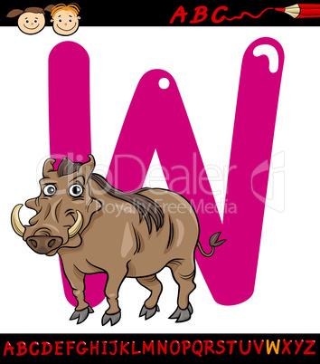 letter w for warthog cartoon illustration