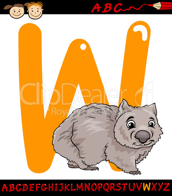 letter w for wombat cartoon illustration