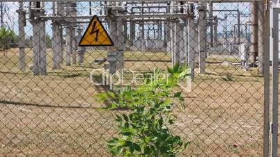 large high-voltage transmission lines in power station