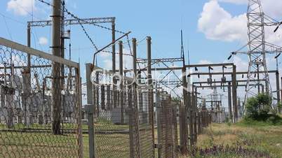 large high-voltage transmission lines in power station