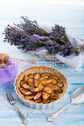 Nectarine tarte with lavender and honey