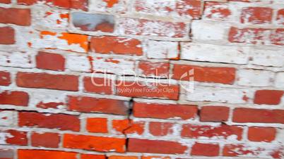 Red brick wall, and old white bricks and cement