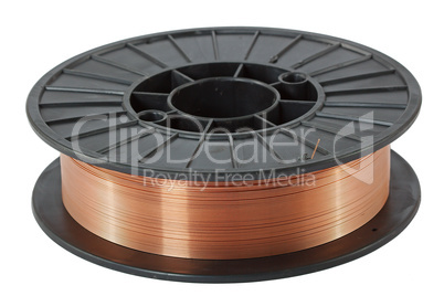 Copper wire on spool, isolated on white backgrounds, with clippi