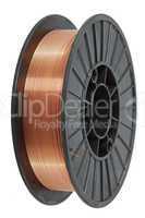 Copper wire on spool, isolated on white backgrounds, with clippi