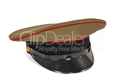 Peaked cap the soldier army, isolated on white background, with