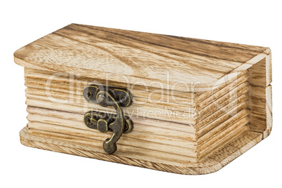 Locked wooden chest, isolated on  white background
