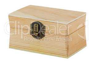 Locked wooden chest, isolated on  white background