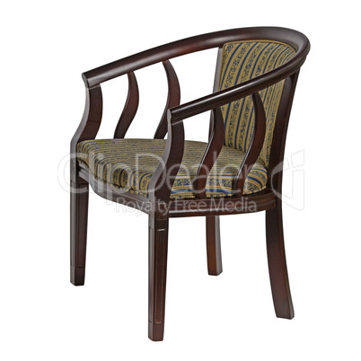 Wooden chair, isolated on white background, with clipping path