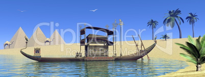 Tomb on sacred barge in Egypt - 3D render