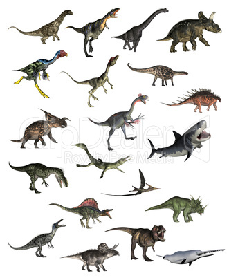 Set of dinosaurs - 3D render