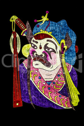 Chinese tradition opera mask, isolated on black background