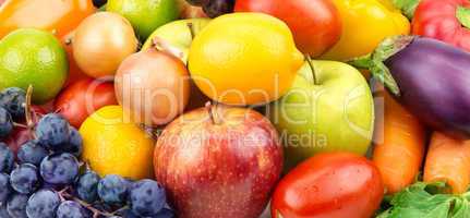 set of different fruits and vegetables