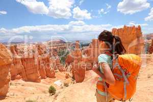 Hiker woman in Bryce Canyon hiking