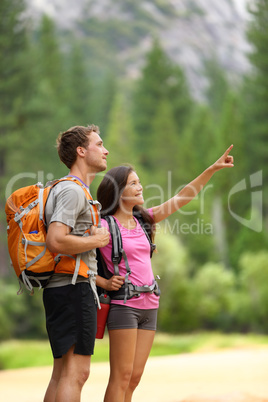 Hiking people - couple of hikers in Yosemite