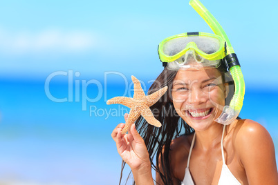 Beach travel people - woman with snorkel
