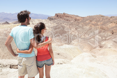 Death Valley tourists in California enjoying view