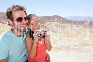 Tourists couple fun in Death Valley