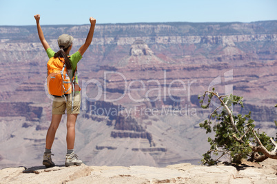 Grand Canyon hiking woman hiker happy and cheerful