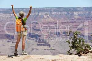 Grand Canyon hiking woman hiker happy and cheerful