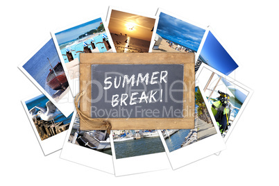 Schiefertafel mit Text, Summer Break, auf Urlaubsfotos