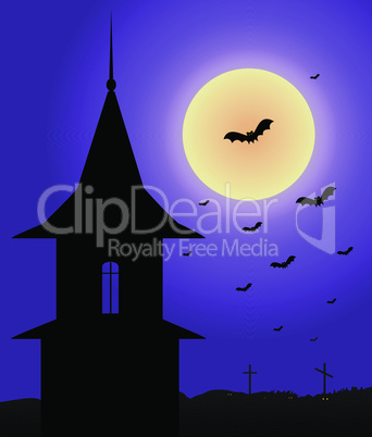 Tower in the moonlight Halloween