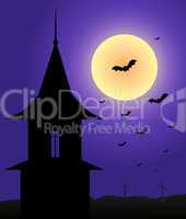 Tower in the moonlight Halloween